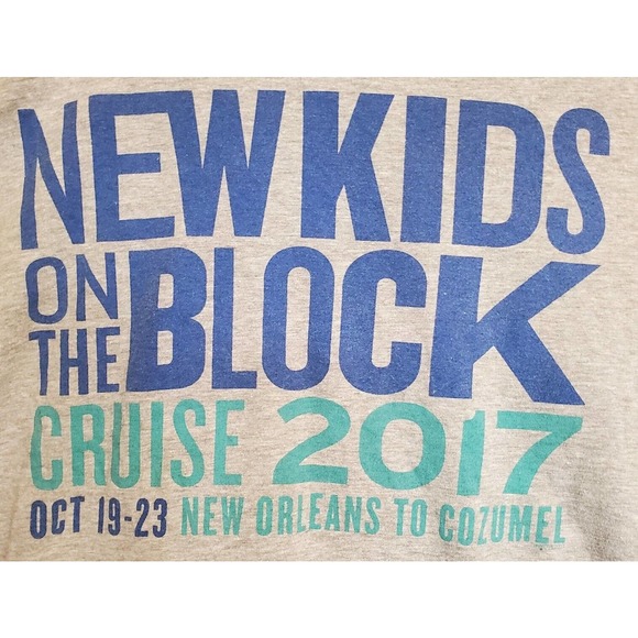 New Kids On the Block 2017 Concert Cruise Gray Blue T-Shirt Medium - Picture 4 of 5
